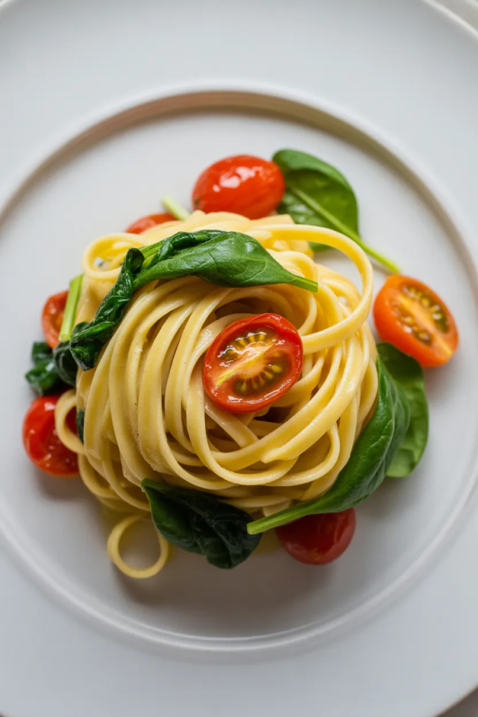 Mediterranean Pasta With Vegetables and Olive Oil
