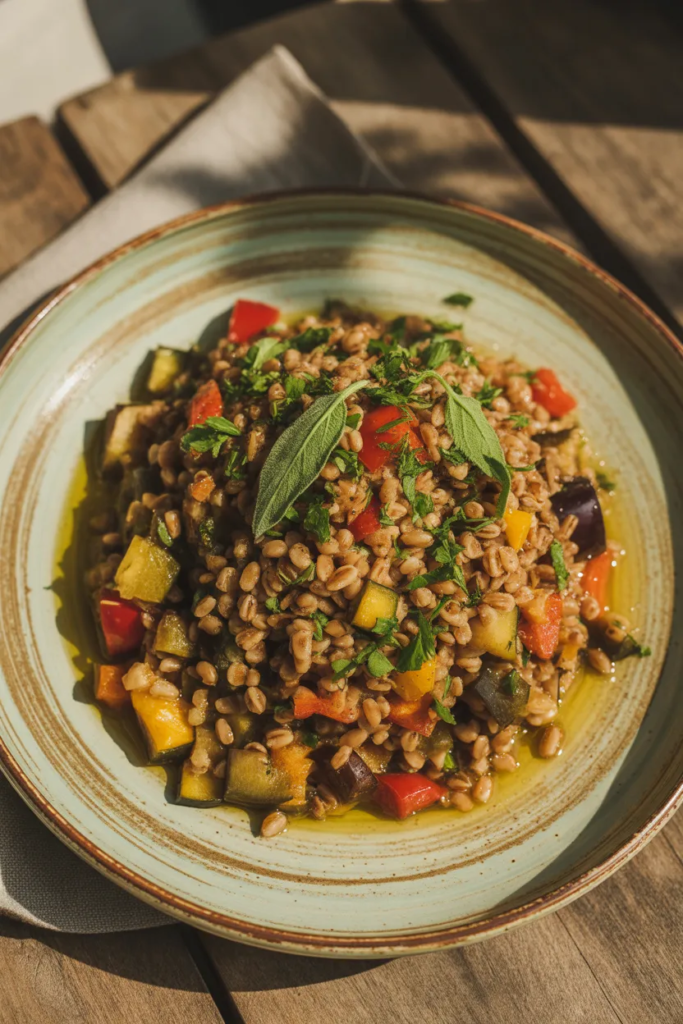 Farro Salad With Vegetables and Herbs - Mediterranean Lunch Ideas