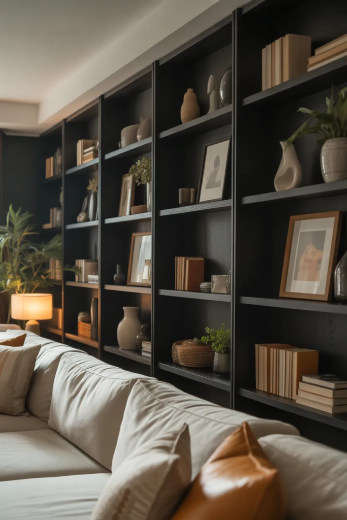 Black Built-In Shelving