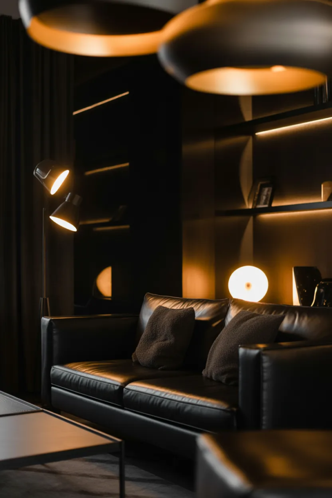Black Walls with Strategic Lighting