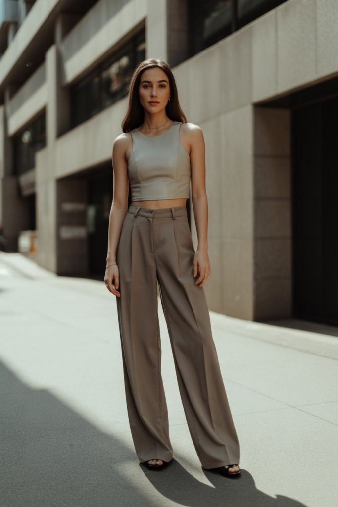Wide-Leg Pants with Fitted Top
