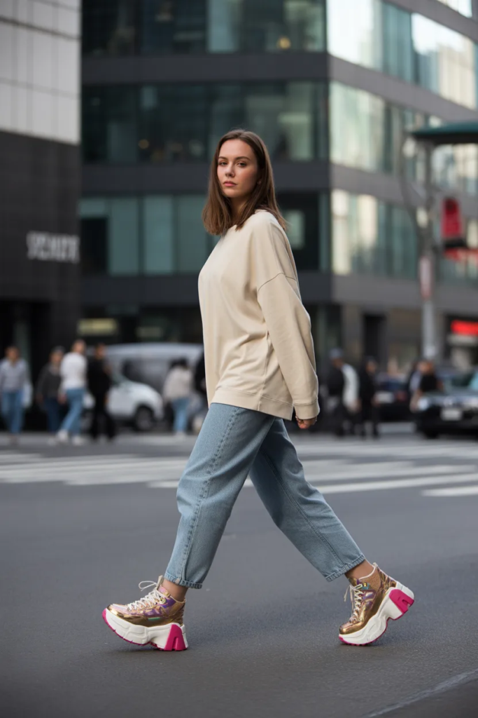 Statement Sneakers with Simple Outfit