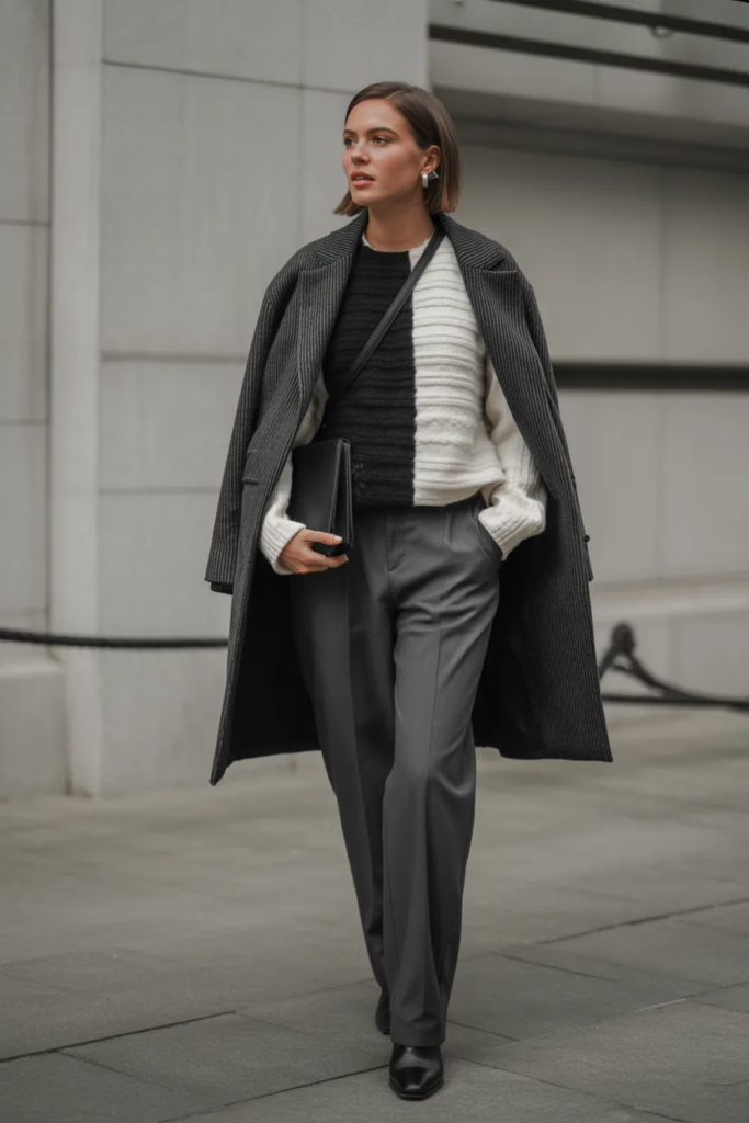 Monochrome Outfit with Texture - Street Style Outfit Inspiration
