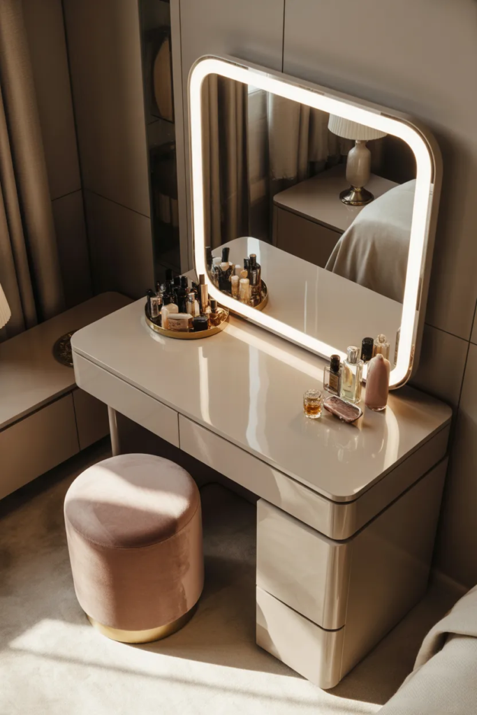 Dressing Table with Built-In Lighting