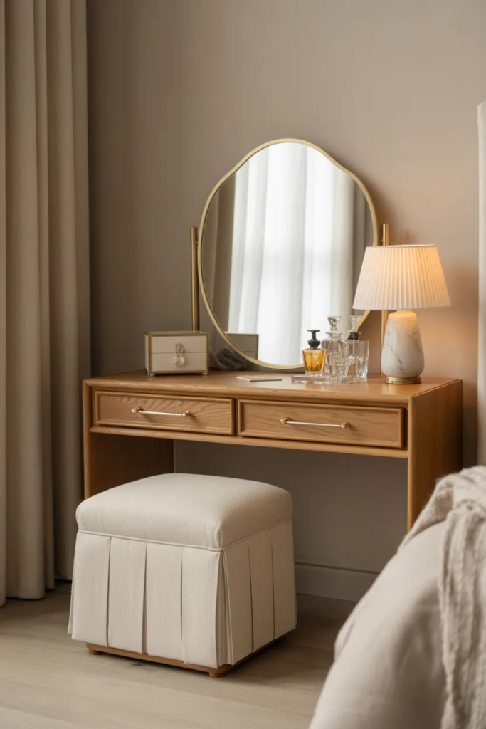 Dressing Table with Upholstered Stool