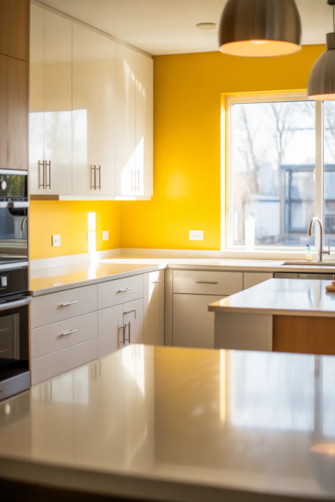 Sunshine Yellow Accent Walls - Yellow Kitchen Ideas