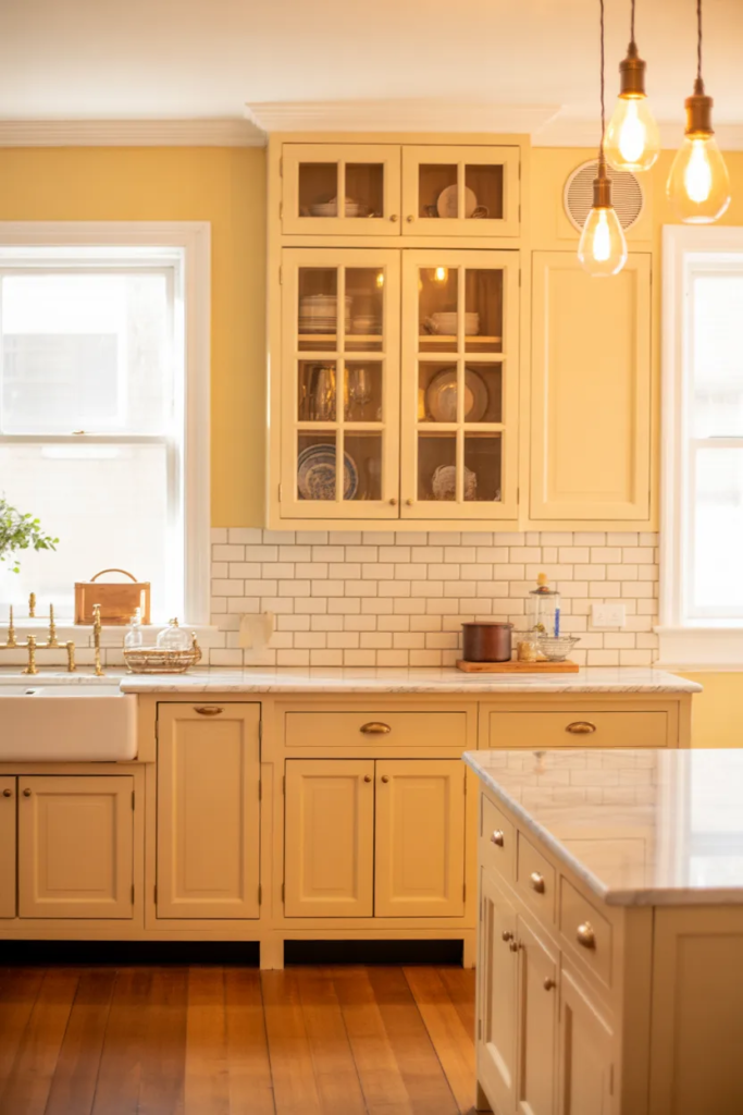 Yellow and White Classic Kitchens