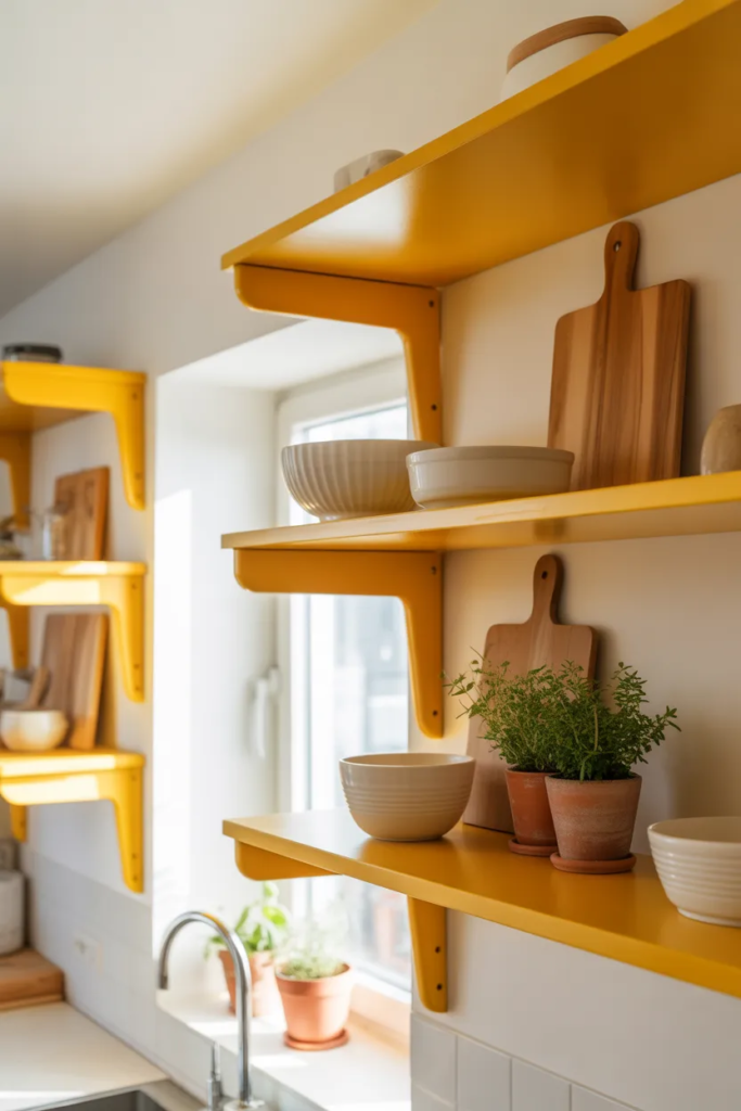 Yellow Open Shelving