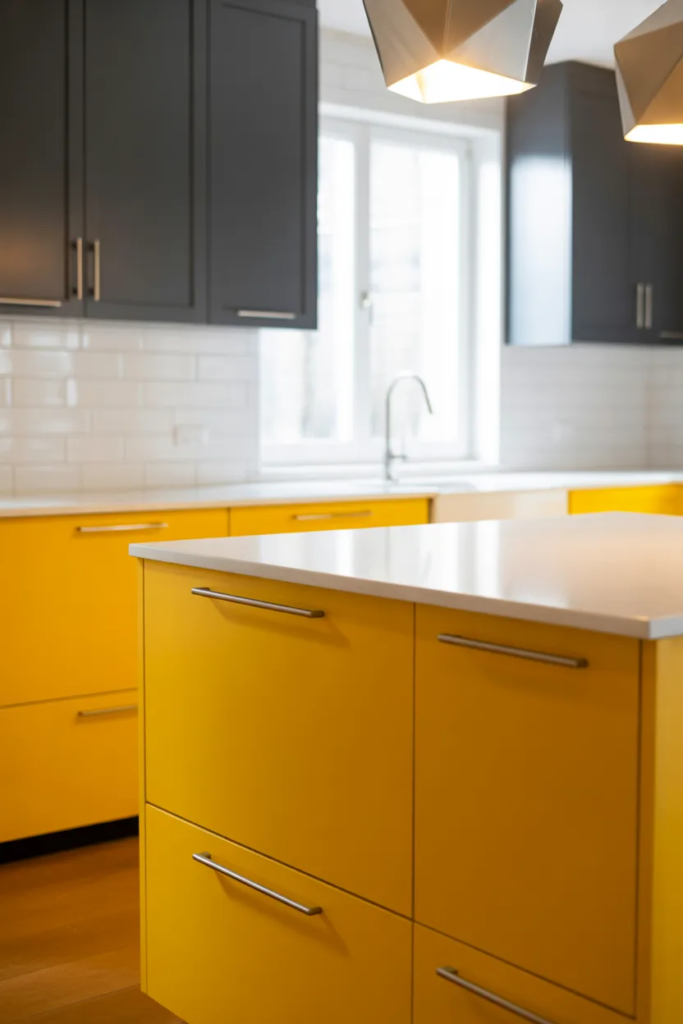 Yellow and Gray Modern Kitchens