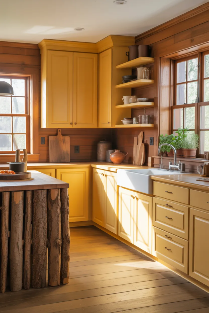 Yellow and Wood Kitchens