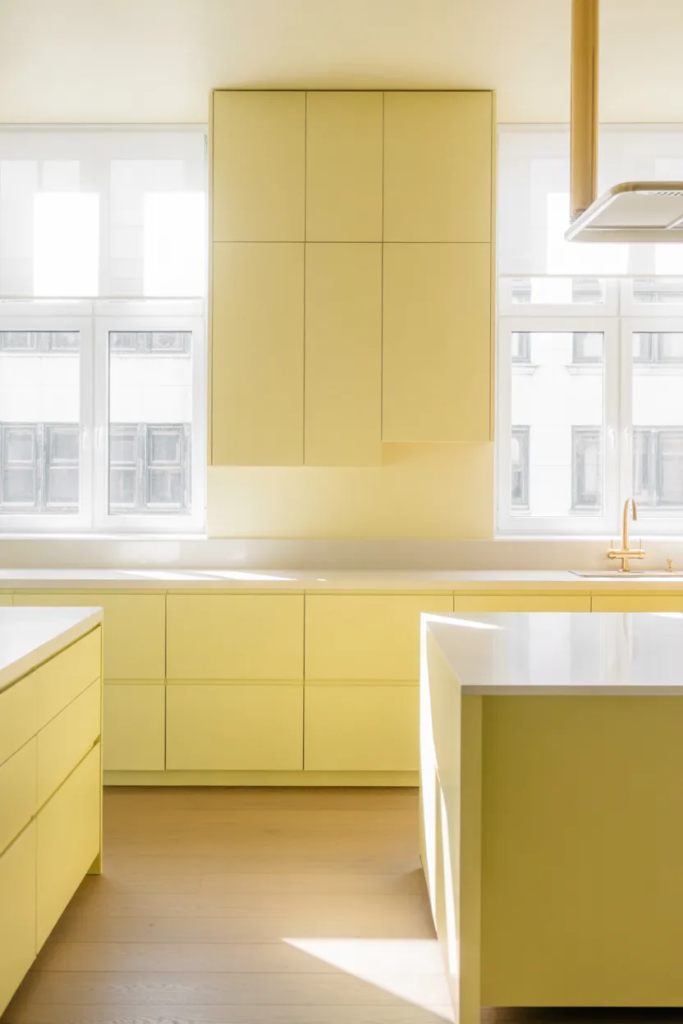 Pale Yellow Minimalist Kitchens