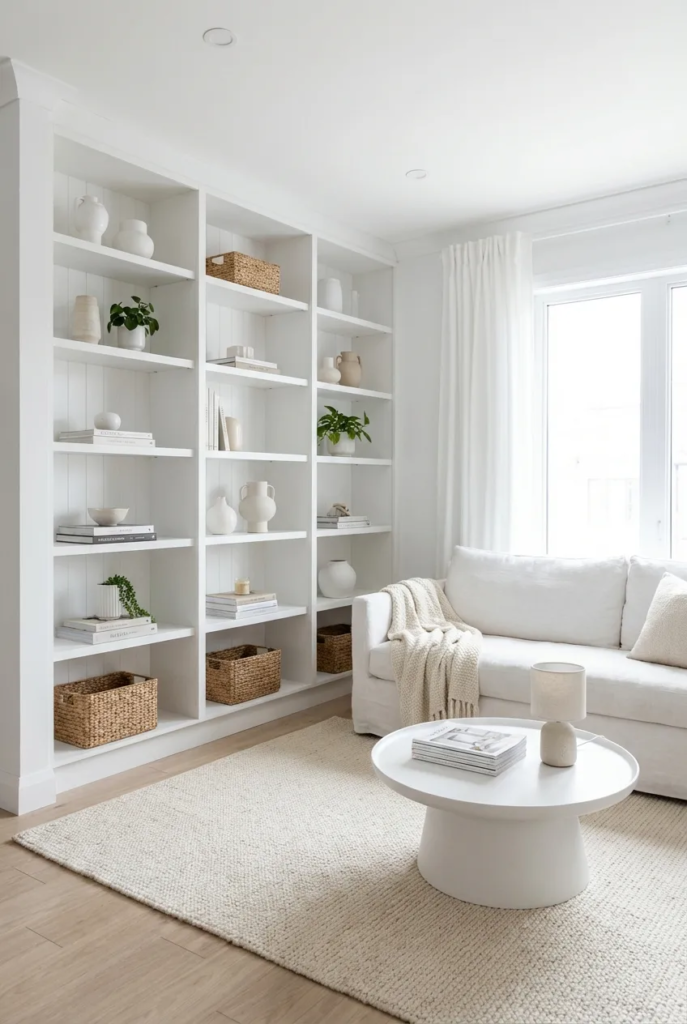 Built-In Storage in White Finishes