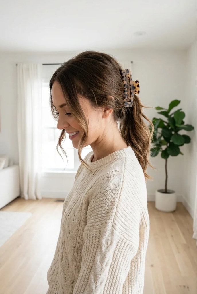 Ponytail with Claw Clip Accent