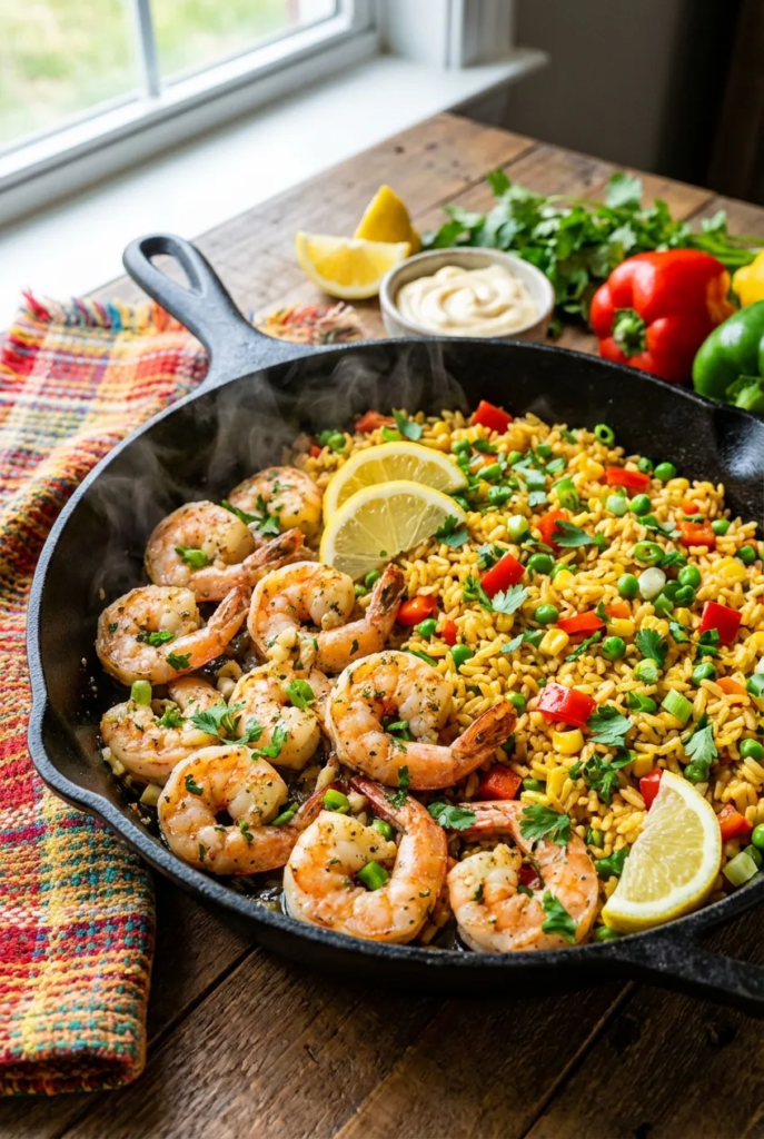 Shrimp and Garlic Rice Skillet