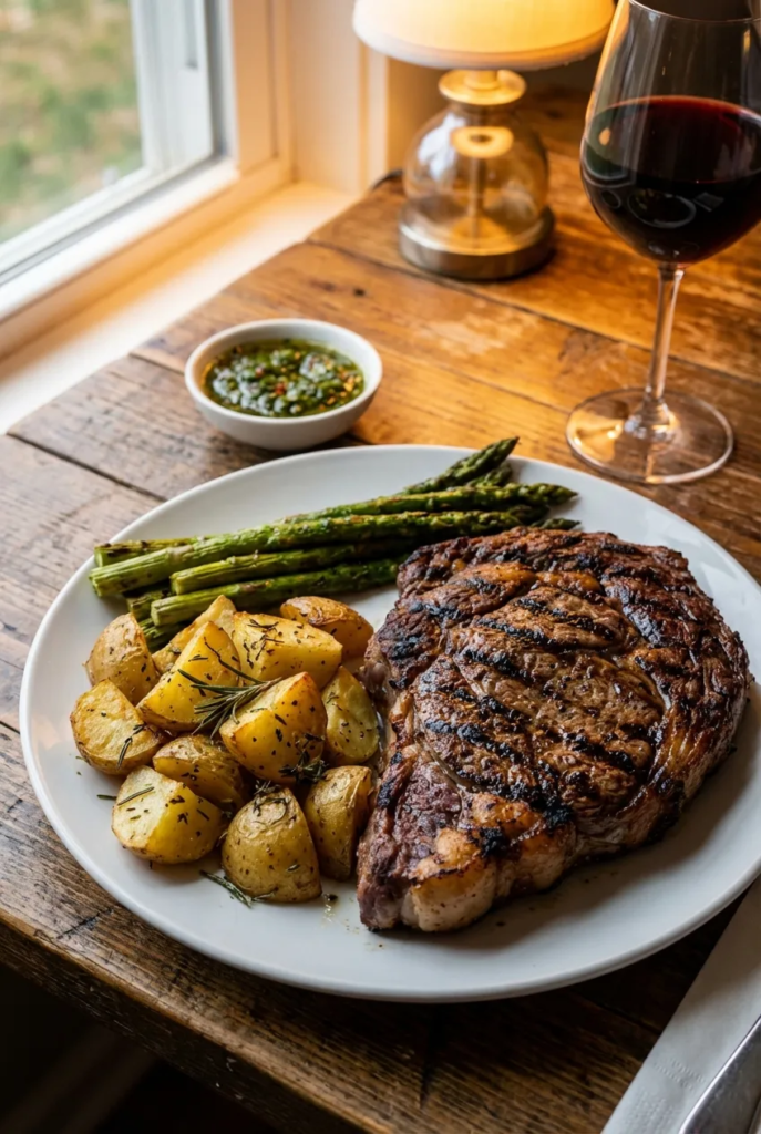 Grilled Steak with Herb Potatoes