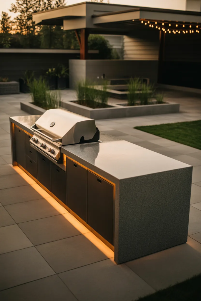 Built-In Grill with Prep Counter - Outdoor Kitchen Ideas