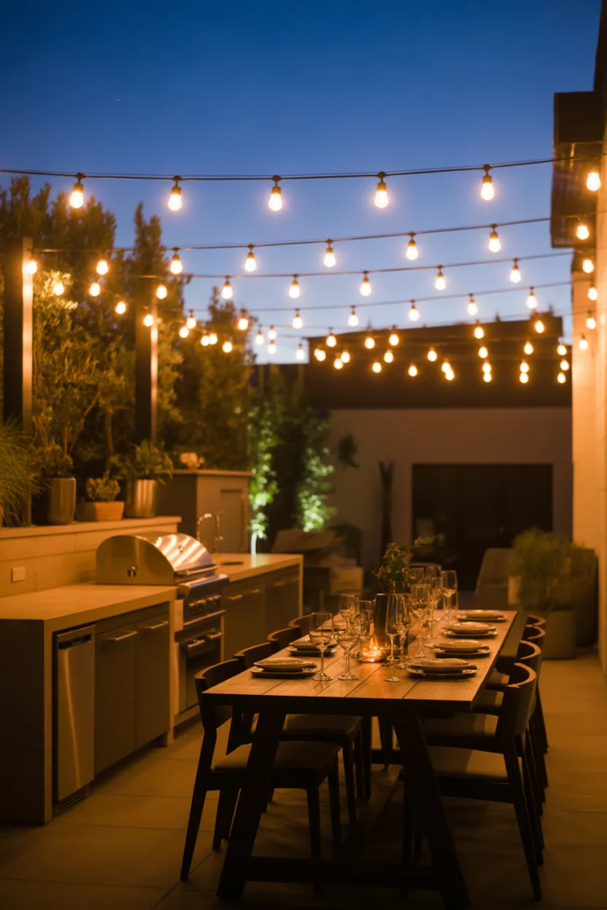 Outdoor Kitchen with Dining Table
