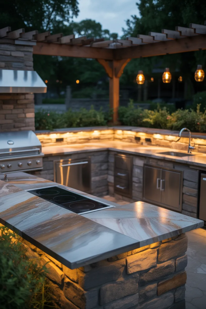 L-Shaped Outdoor Kitchen Layout
