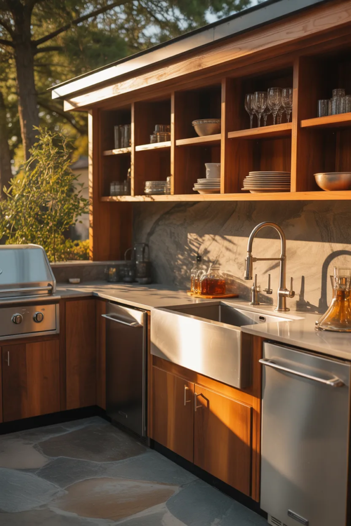 Outdoor Kitchen with Sink and Storage