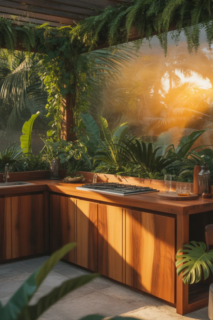 Tropical-Inspired Outdoor Kitchen