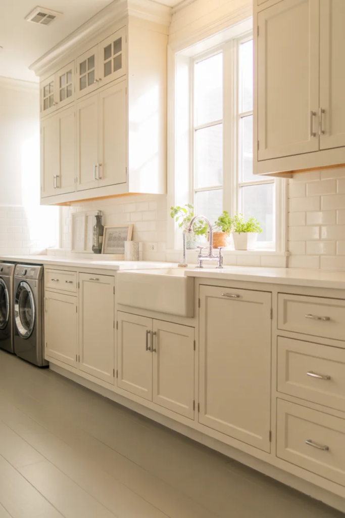 Classic White Cabinets - Laundry Room Cabinet Color Ideas