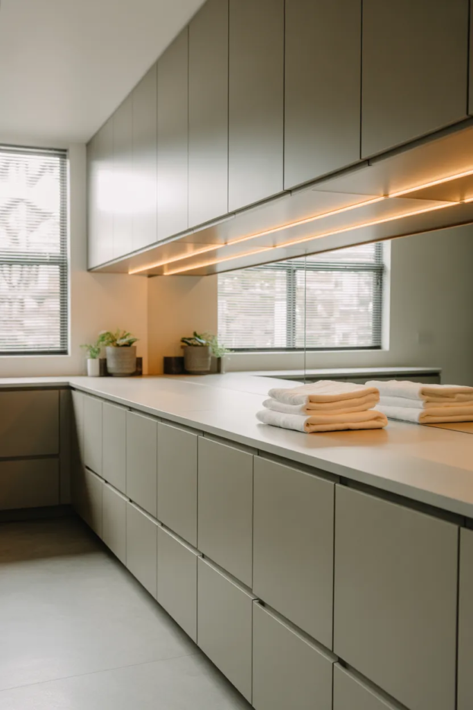 Soft Gray Cabinets - Laundry Room Cabinet Color Ideas