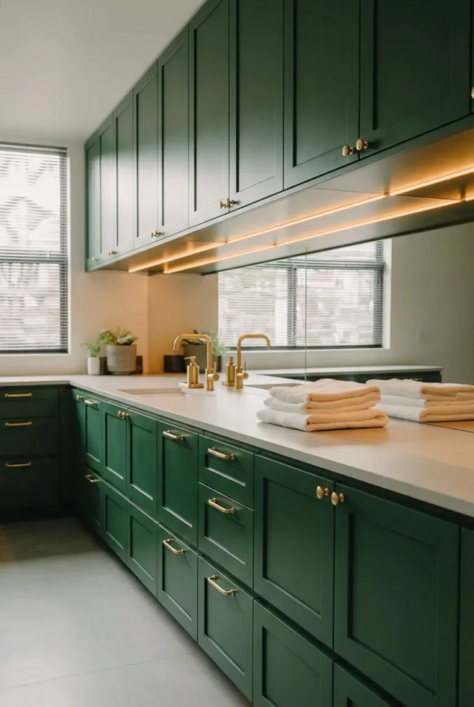 Forest Green Cabinets - Laundry Room Cabinet Color Ideas