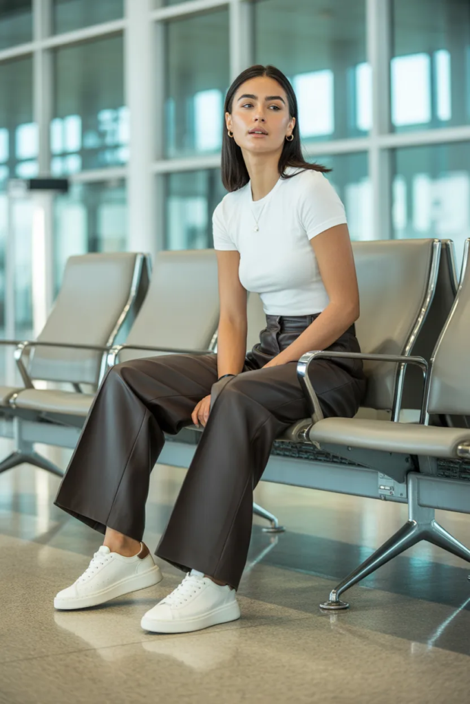 Wide-Leg Trousers and Fitted Tee