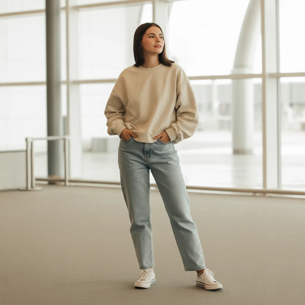 Oversized Sweatshirt with Straight Jeans