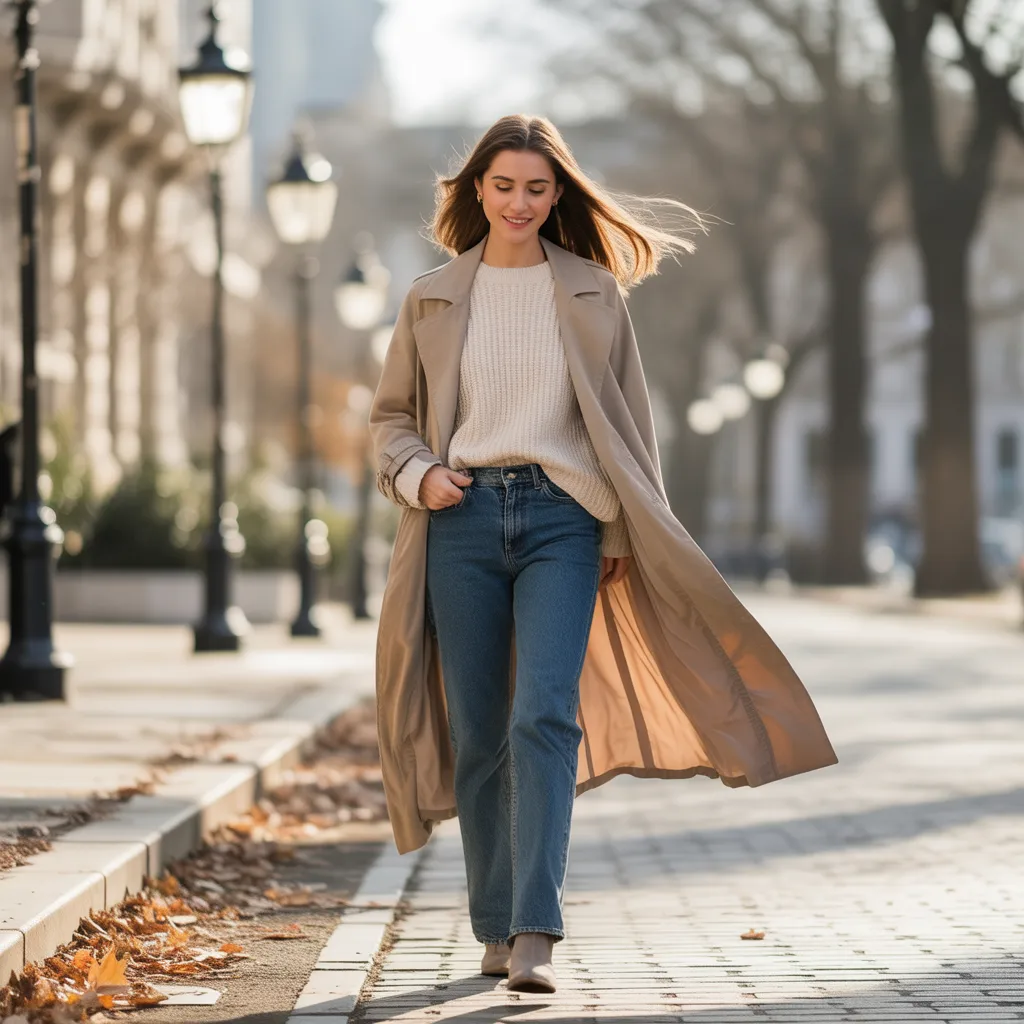 Classic Trench with Layered Sweater