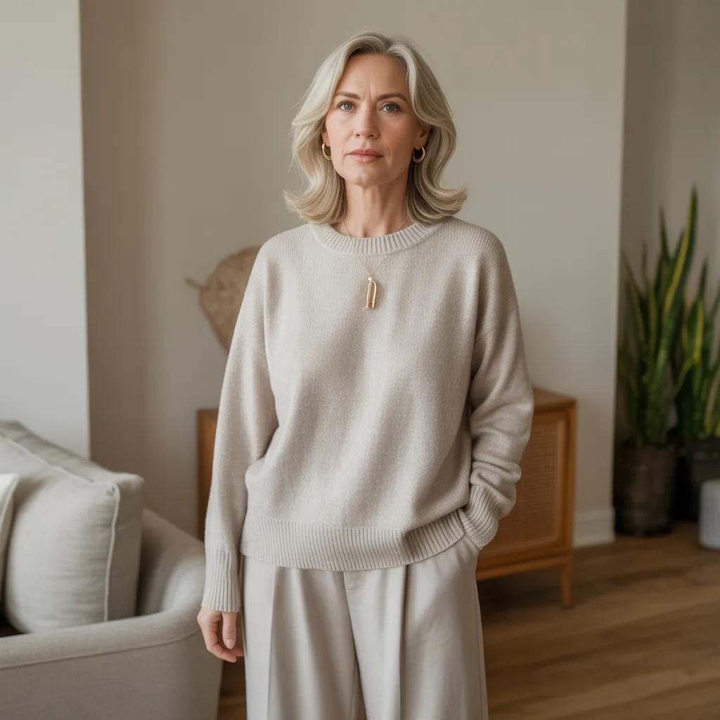 Cashmere Sweater and Wide-Leg Trousers - Winter Outfits for Women Over 40