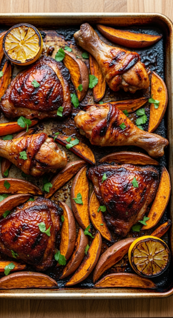 Sheet Pan BBQ Chicken and Sweet Potatoes