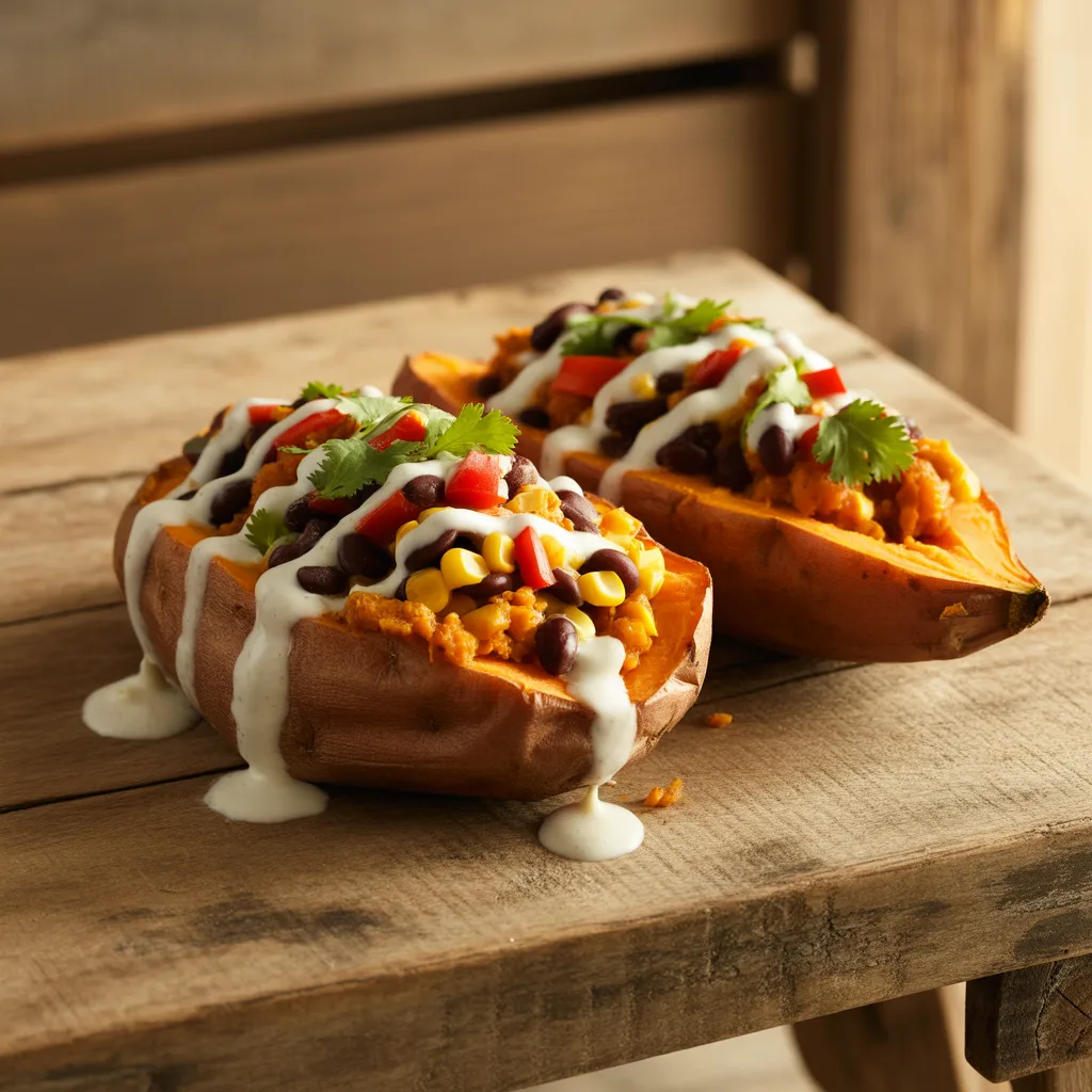 Bean and Veggie Stuffed Sweet Potatoes