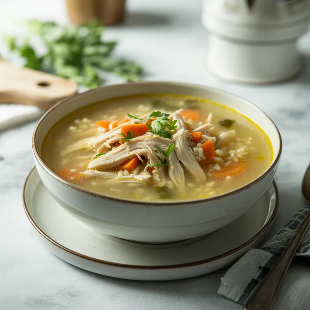 Classic Chicken and Brown Rice Comfort Soup - Nourishing Soup Recipes