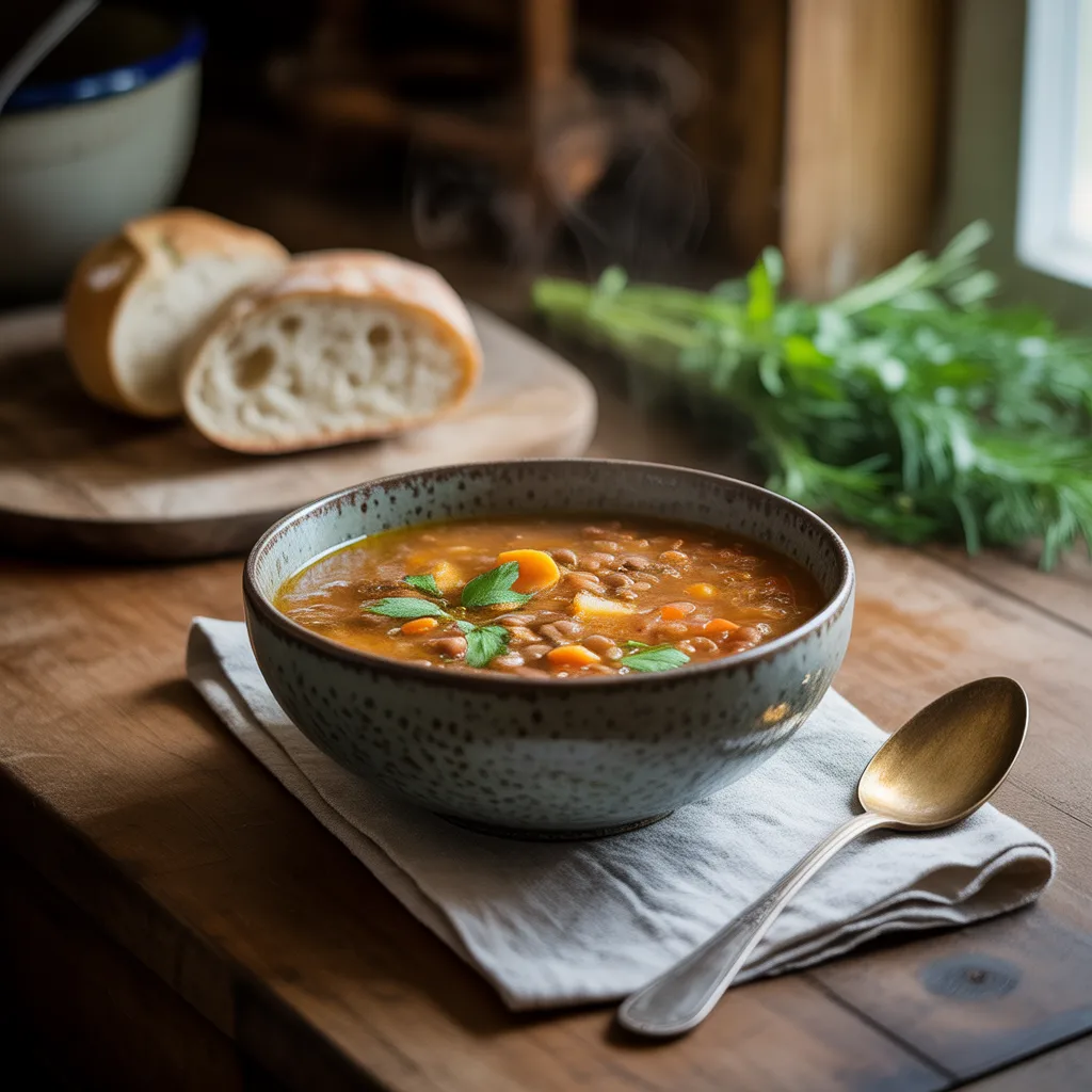 Hearty Lentil and Vegetable Farmhouse Soup - Nourishing Soup Recipes