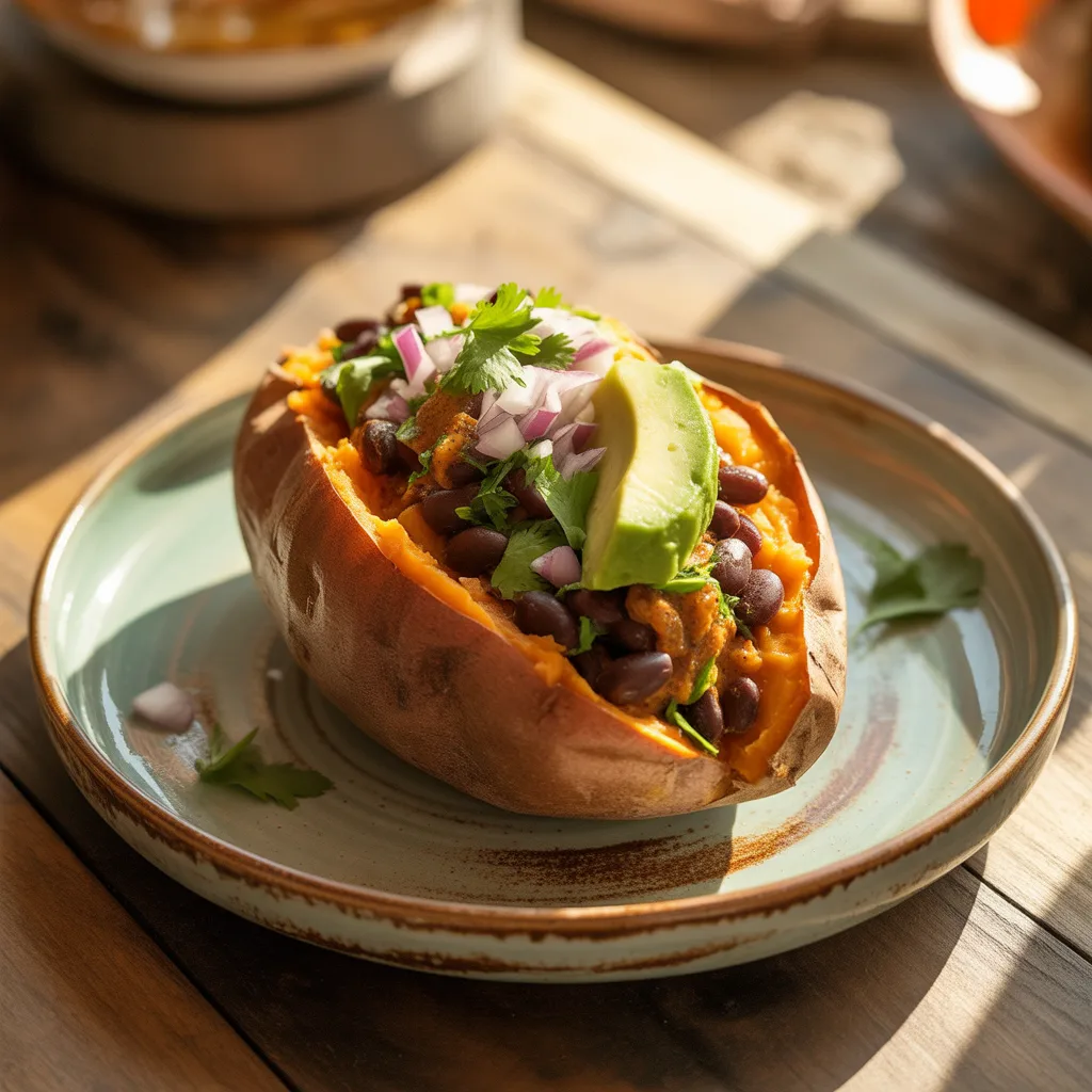 Baked Sweet Potato with Black Beans