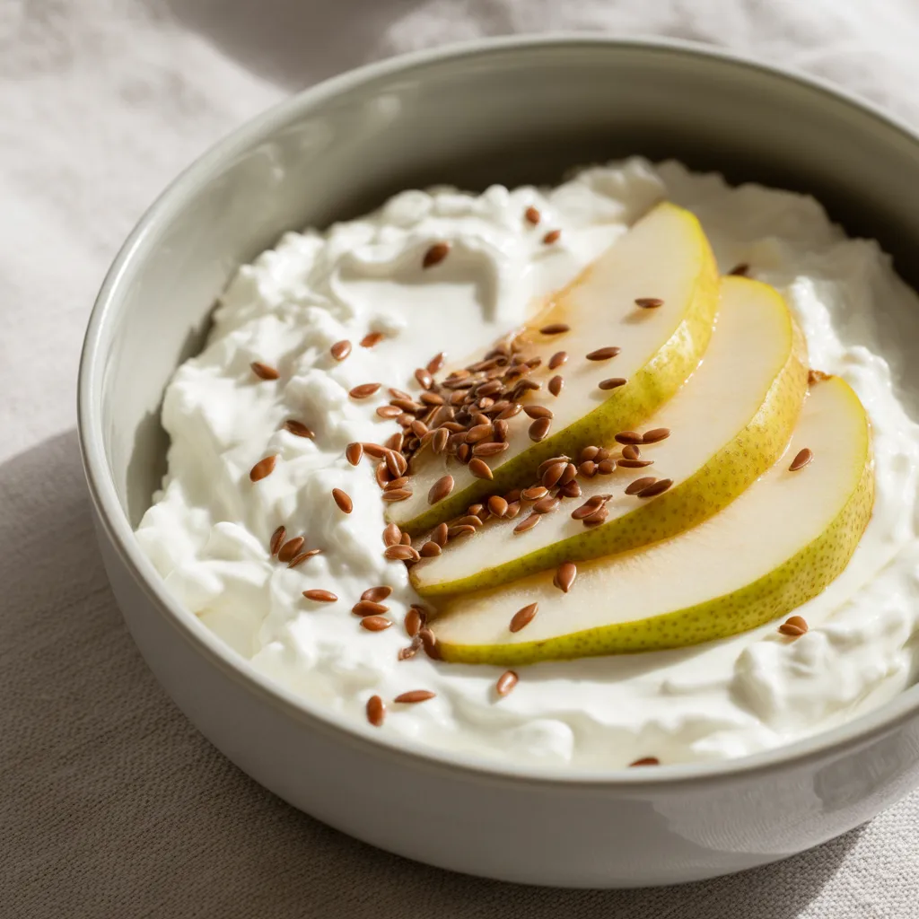 Cottage Cheese with Pear and Flax - High Fiber Breakfast Ideas