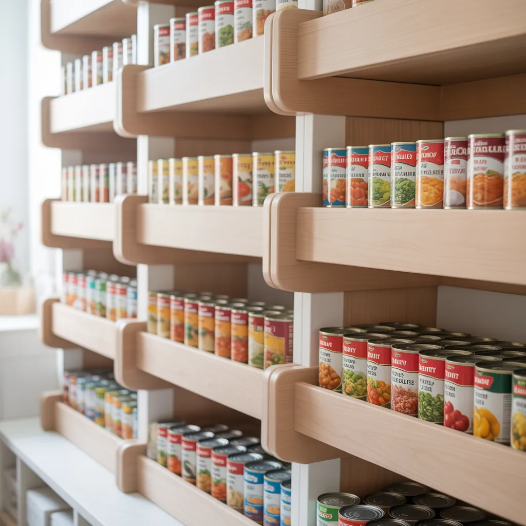 Tiered Shelf Risers for Cans and Jars - Kitchen Pantry Ideas