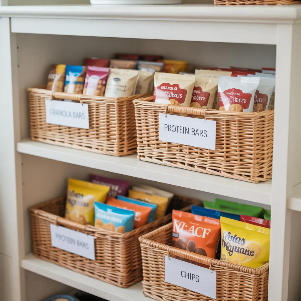 Dedicated Snack Baskets for Grab-and-Go Items