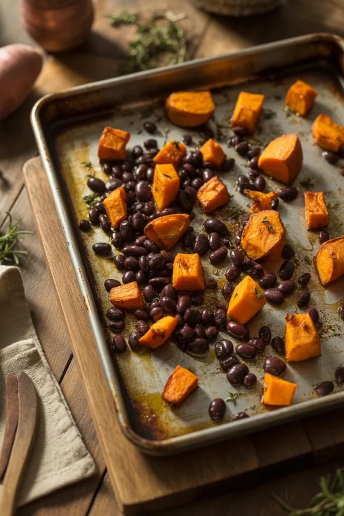 Sheet Pan Sweet Potato and Black Bean Bake