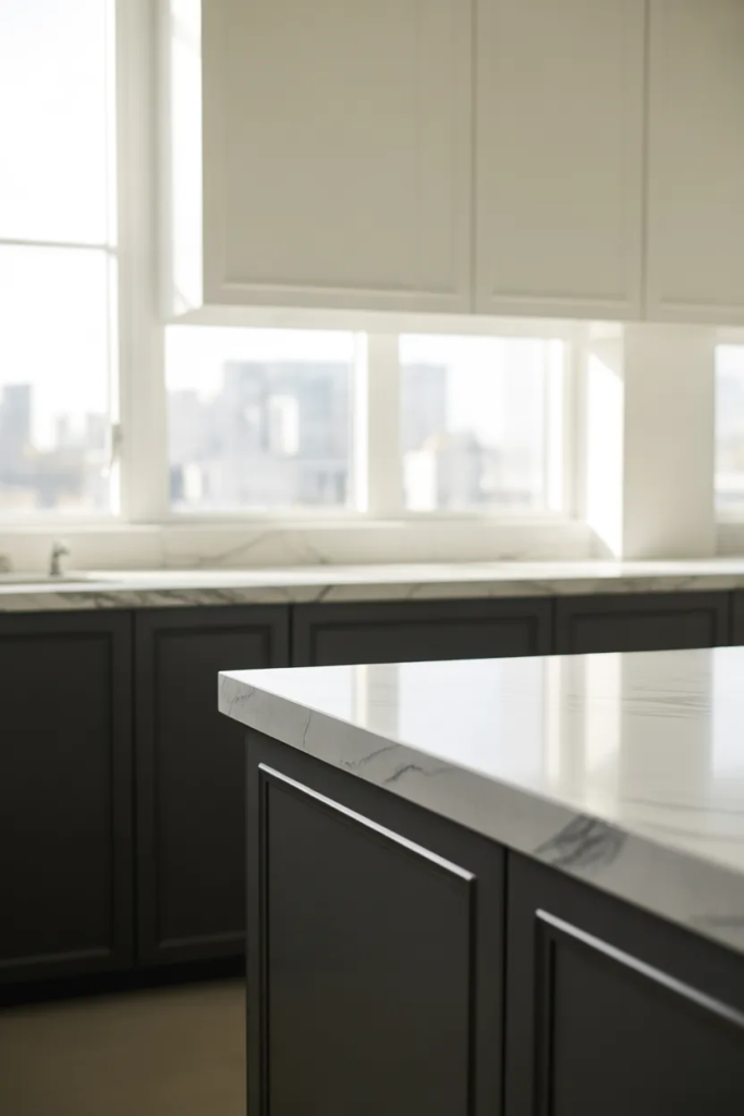 Black Lower Cabinets with White Upper Cabinets