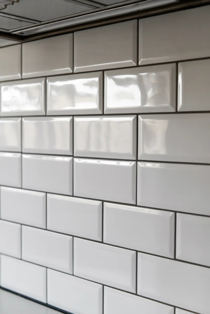 Subway Tile Backsplash with Dark Grout