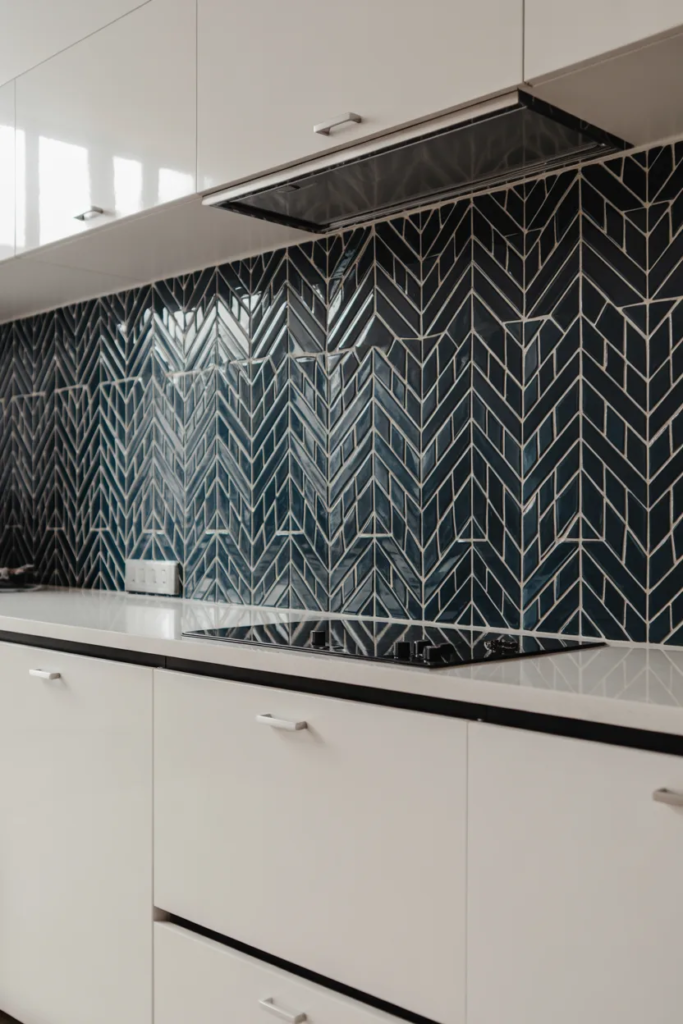 Patterned Black and White Backsplash