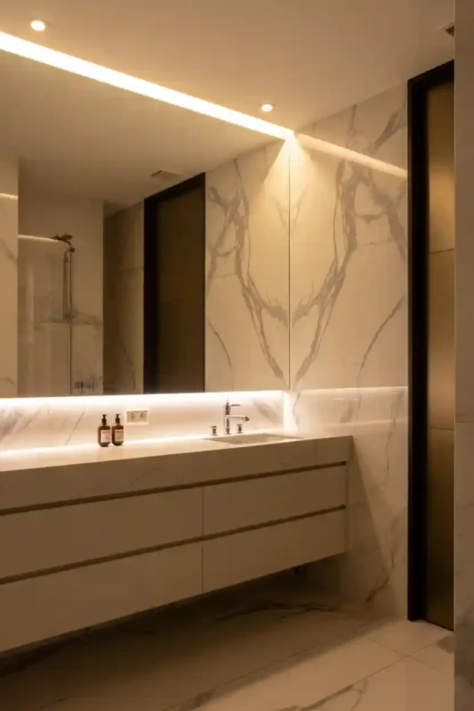 Floating Mirror with Hidden Lighting