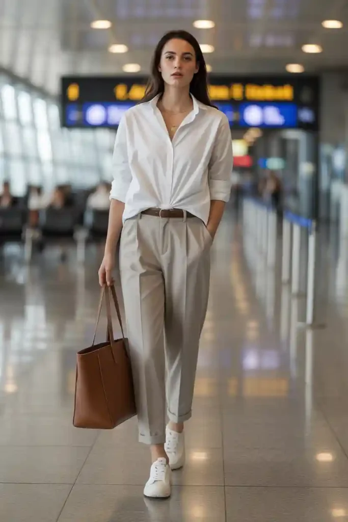 Relaxed Button-Down Shirt and Tailored Trousers