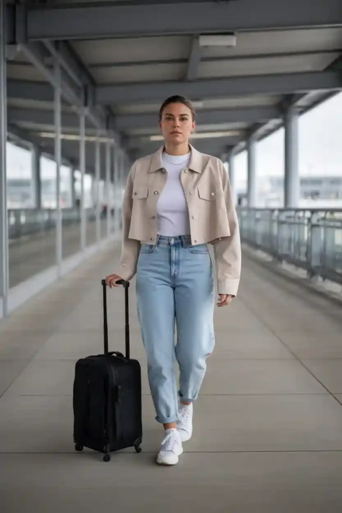 Cropped Jacket and High-Waisted Jeans