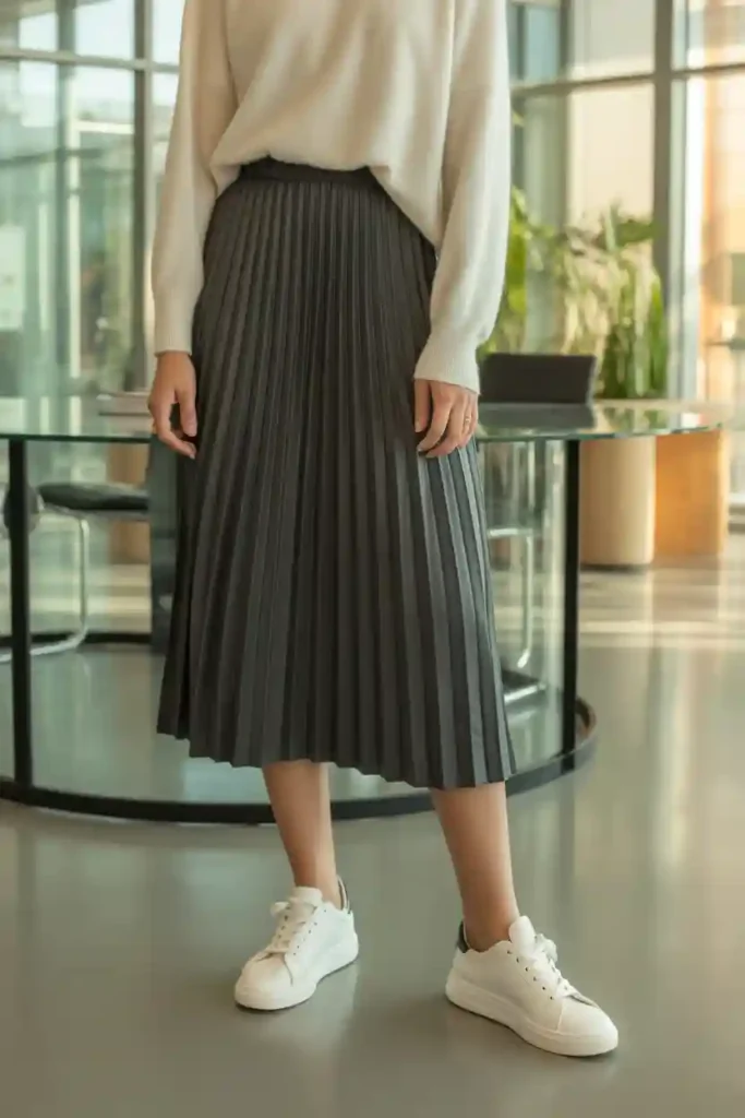 Pleated Skirt and Lightweight Sweater