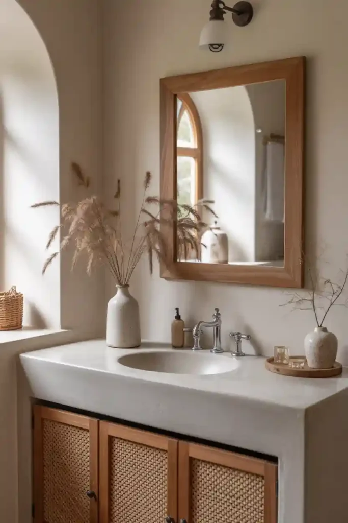 Wooden Framed Mirror for Warmth