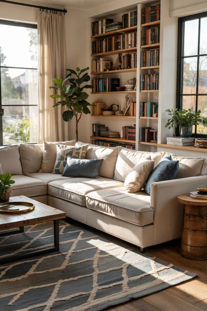 Mix Blue with Warm Neutrals