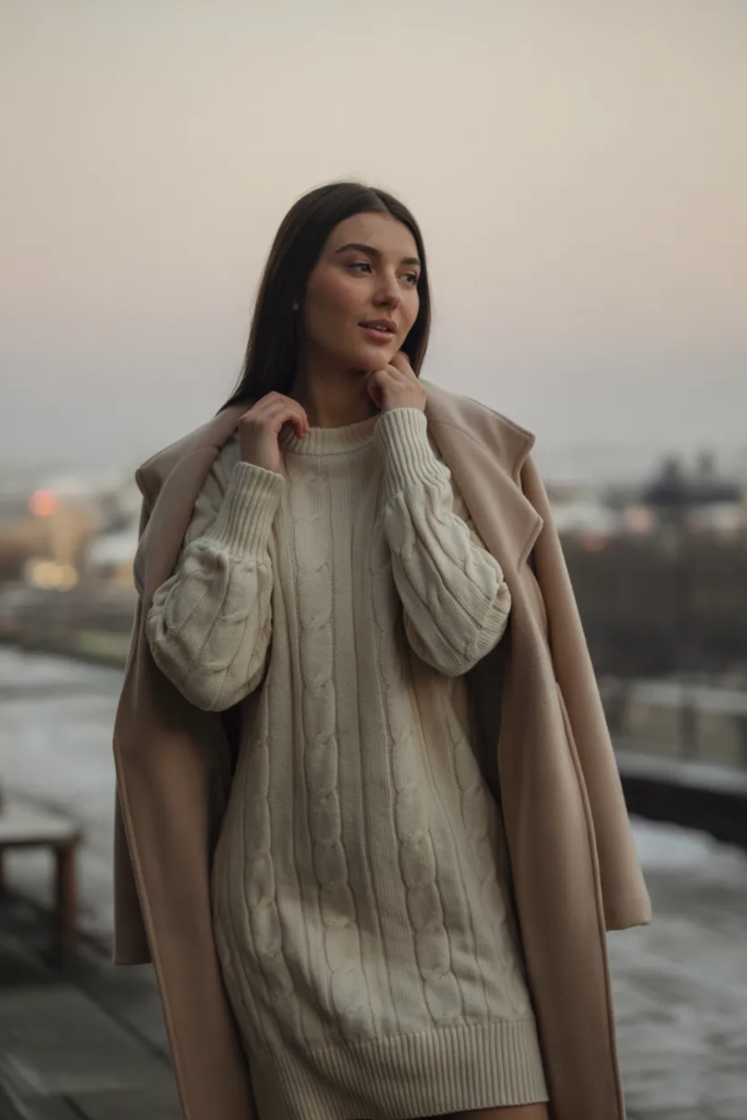 Knit Dress with Structured Coat